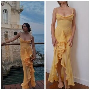 House Of CB GABBI Iconic mesh apricot Maxi Dress Xs
